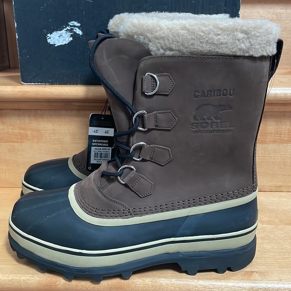 Sorel Men's Brown and Black Caribou Waterproof Snow Boots